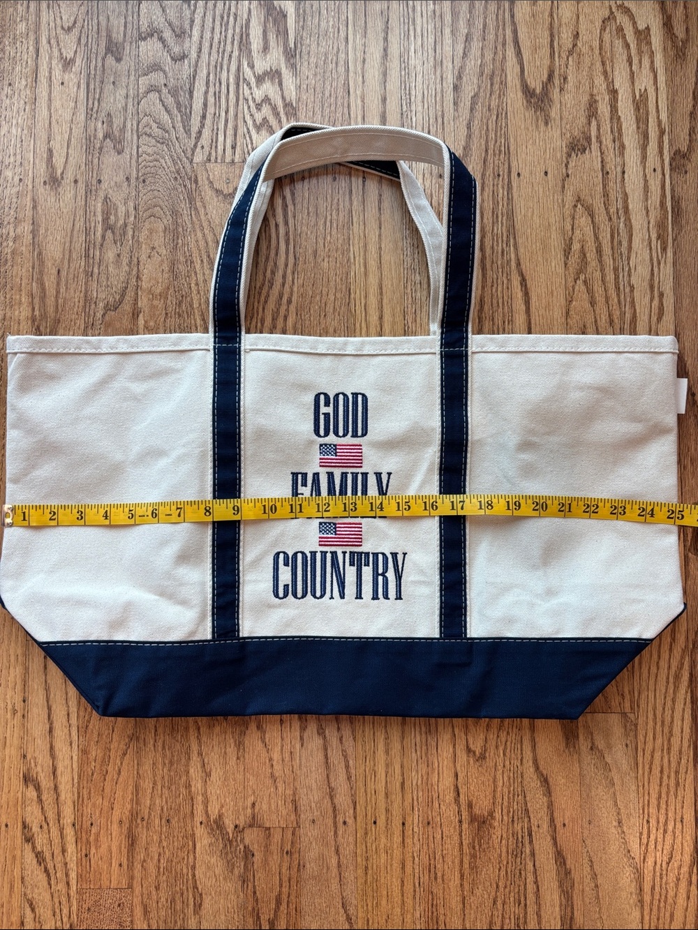 CB Station Canvas Tote Bag "God Family Country" Embroidery - Navy & White🇺🇸 - Picture 3 of 7